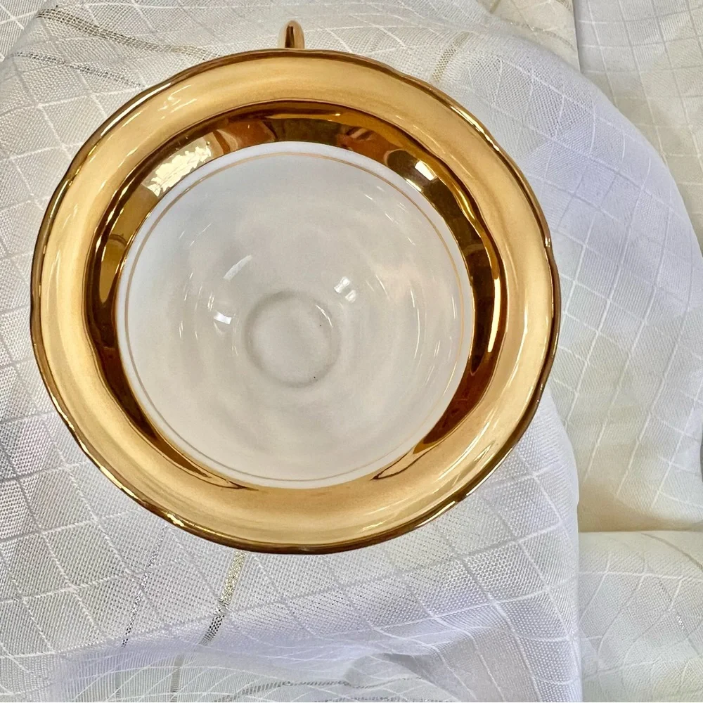 Vintage ROSINA Bone China Teacup Made in England Fleur De Lis Pattern with Gold